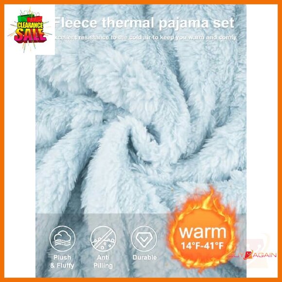 Soft Fleece Pajama Set Women's Warm Plush Sleepwear Loungewear - Picture 5 of 8